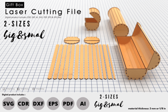 2 Size Circular Gift Box SVG for Laser Cutting Boxes