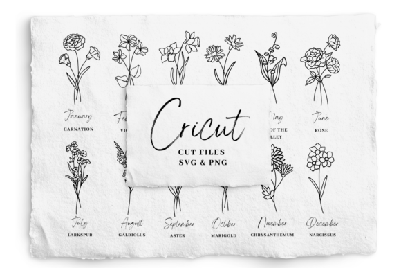 Birth Month Flower SVG Bundle: Graphics & Illustrations