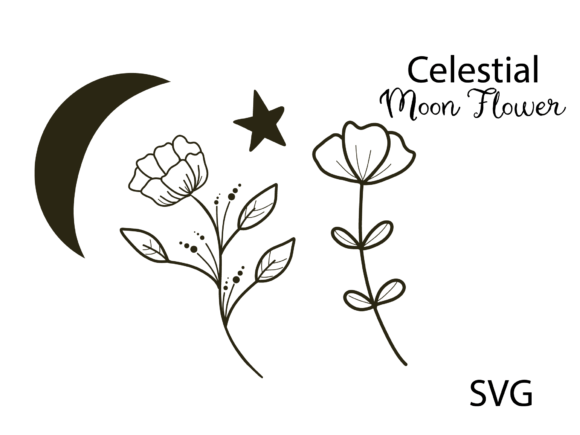 Celestial Moon Flowers: Graphics & Illustrations