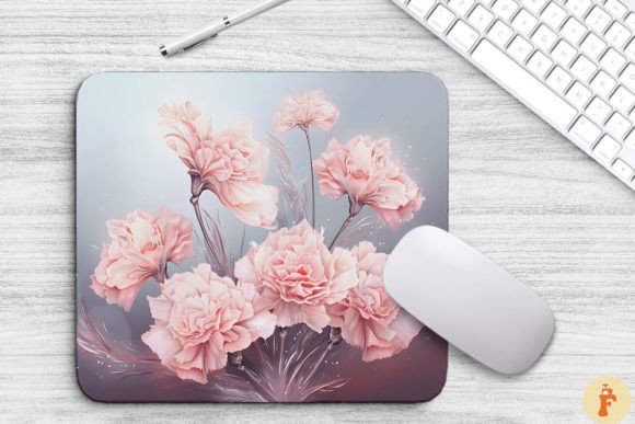 Delicate Carnation Flowers Mouse Pad: Graphics & Backgrounds