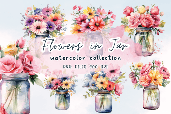 Flowers in Jar Clipart: Graphics & Illustrations