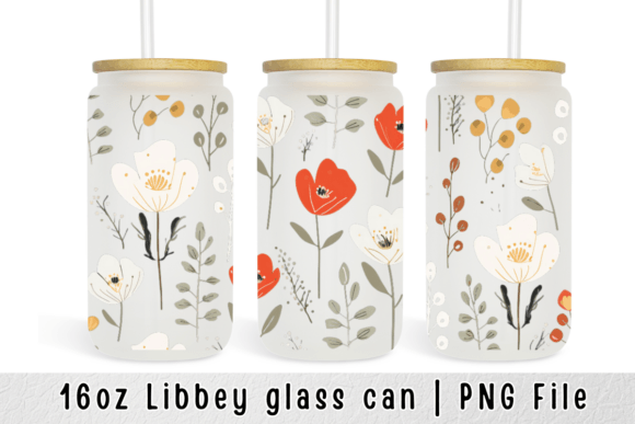 Flowers Libbey Glass Can Tumbler Wrap: Graphics & Templates
