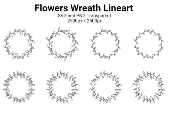 Flowers Wreath Lineart: Premium Graphics & Illustrations