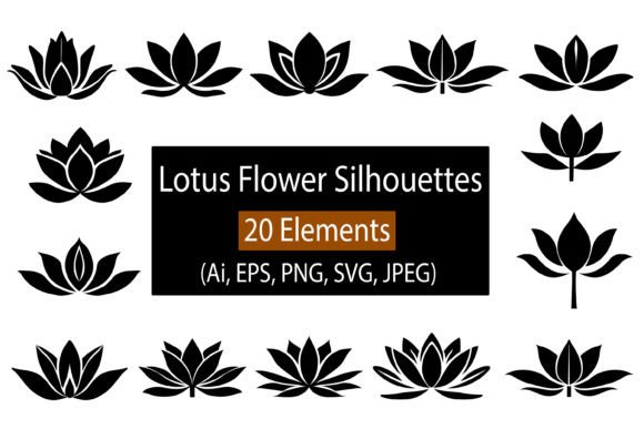 Lotus Flower Silhouettes: Premium Graphics and Illustrations