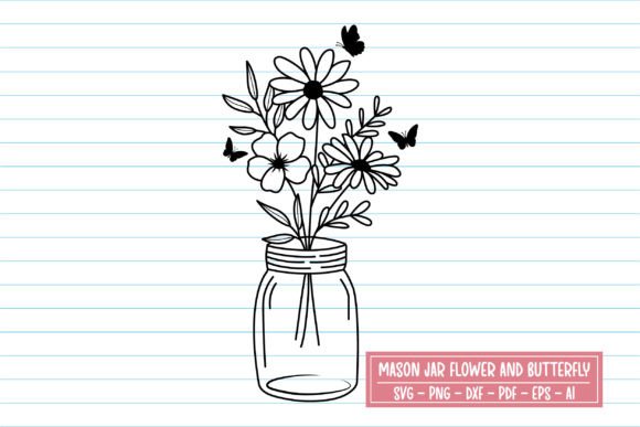 Mason Jar Flower SVG: Fresh Graphics & Illustrations
