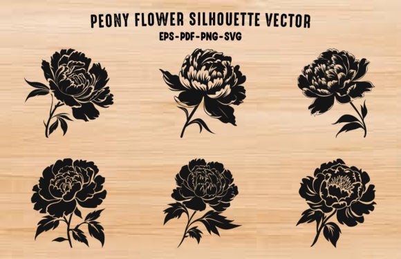 Peony Silhouettes: Elegant Graphics & Illustrations