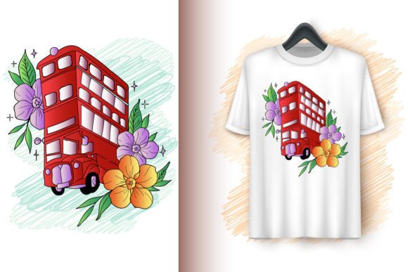 Red Bus with Bouquet of Flowers: Graphics for Creative Selling