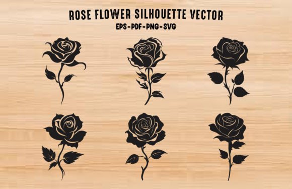 Rose Flower Vector Silhouette Bundle: Graphics & Illustrations