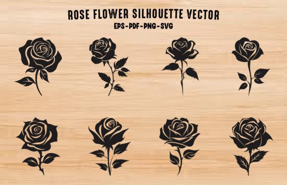 Rose Silhouette Graphics for Modern Illustrations