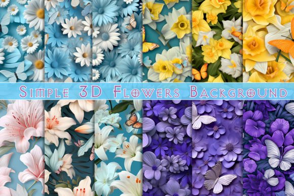 Simple 3D Flowers Background Graphics