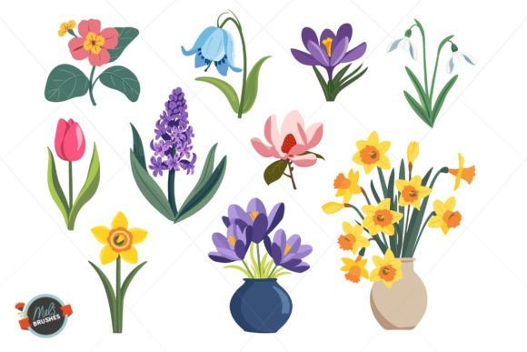 Spring Flower Vector Clipart: Graphics & Illustrations