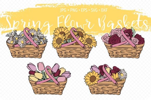 Spring Flowers Baskets Clipart Bundle Review