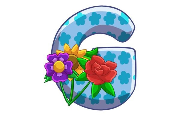 Spring Flowers Icons Alphabet G Stock: Graphics & Illustrations