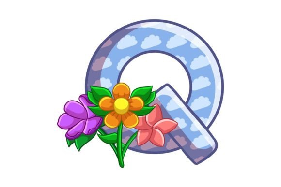 Spring Flowers Icons Alphabet Q Stock: Graphics & Illustrations