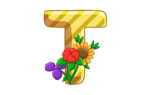 Spring Flowers Icons Alphabet T Stock: Graphics & Illustrations