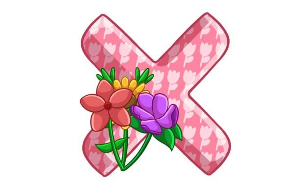 Spring Flowers Icons Alphabet X Stock: Graphics & Illustrations